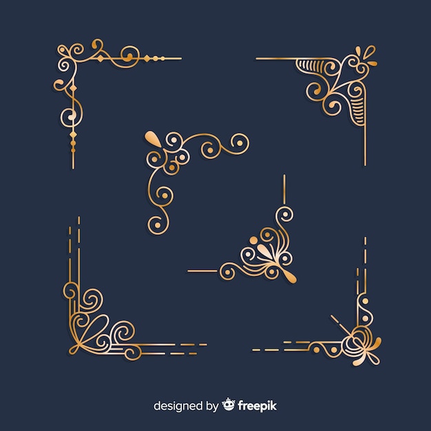 Free vector golden border ornament collection