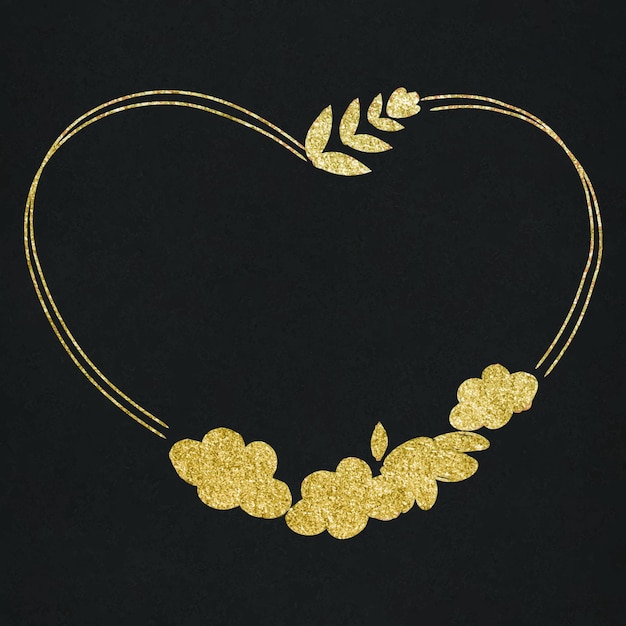 Золотая ботаническая рамка в форме сердца