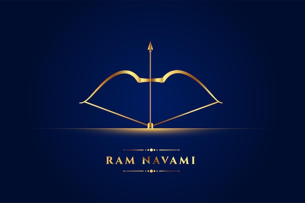 Golden bow arrow ram navami greeting design