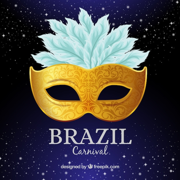 Vettore gratuito maschera di carnevale brasiliano d'oro