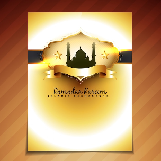 Free vector golden brochure design for ramadan kareem