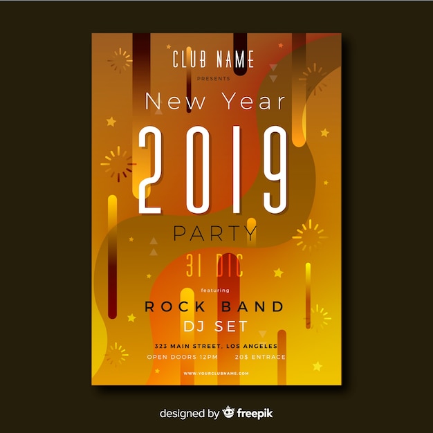 Free vector golden bronze new year poster template