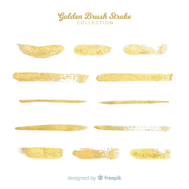 Free vector golden brush stroke collection