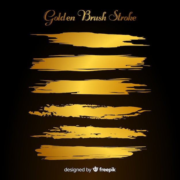 Free vector golden brush stroke collection