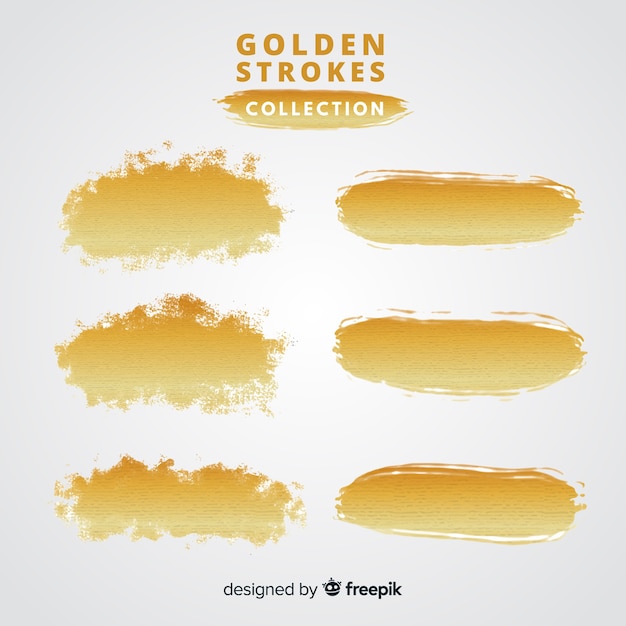 Free vector golden brush stroke collection