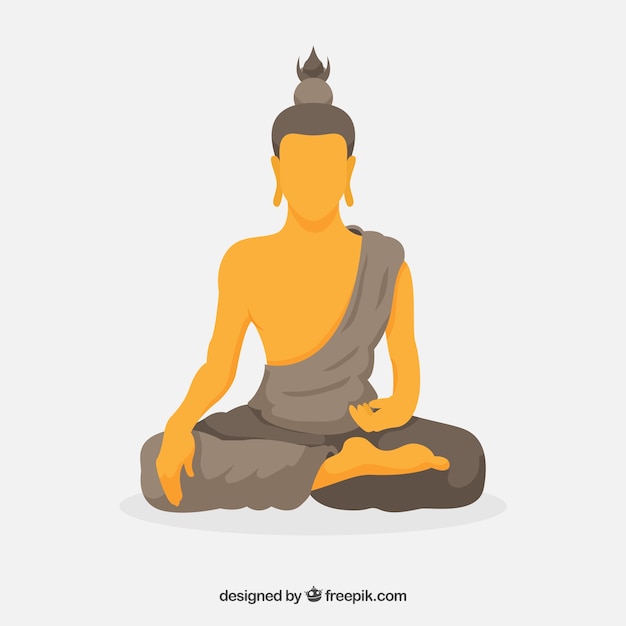 Free vector golden budha with flat design