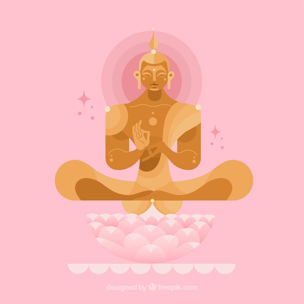 Free vector golden budha with flat design