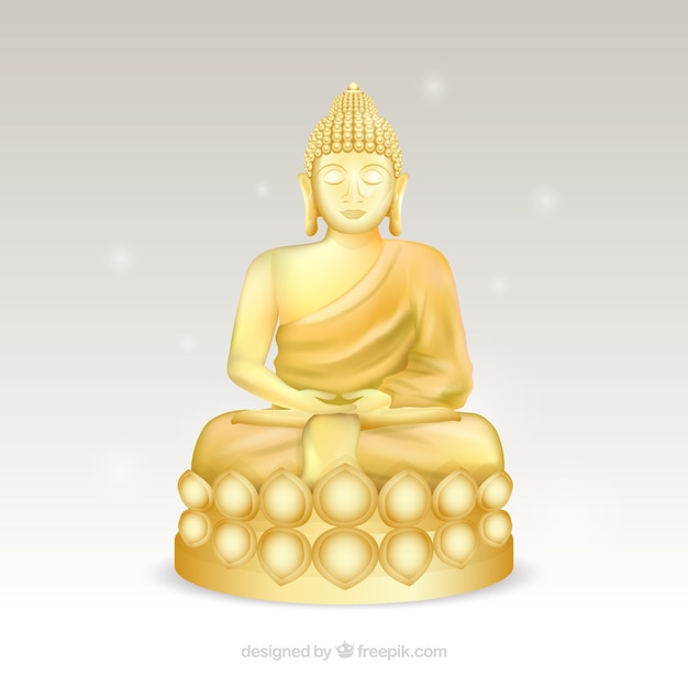 Free vector golden budha with realistic style