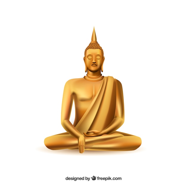 Золотой Будха с реалистичным стилем