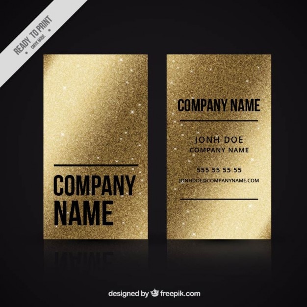 Free vector golden business card made up of metallic paint