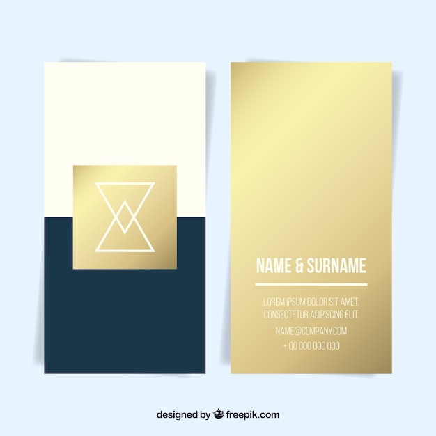 Free vector golden business card with white letters