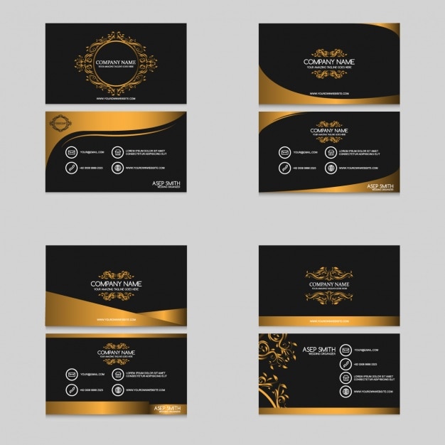 Free vector golden business cards collection