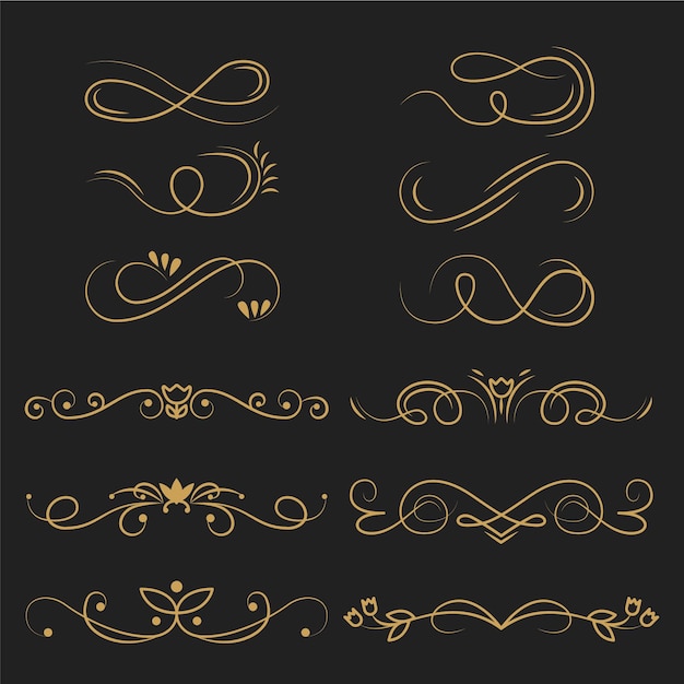 Golden calligraphic ornament collection