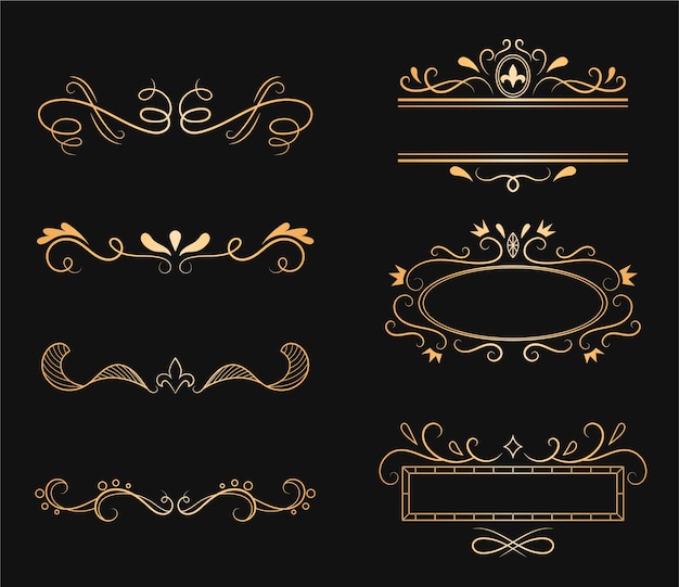 Free vector golden calligraphic ornament collection