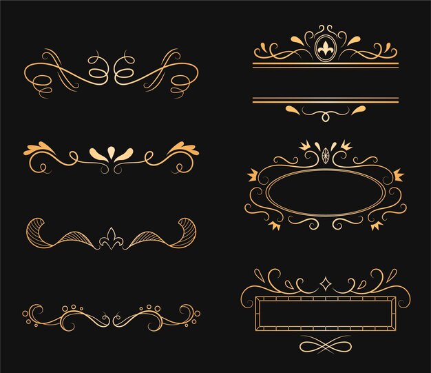 Golden calligraphic ornament collection