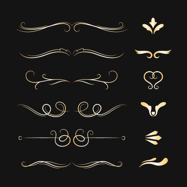 Free vector golden calligraphic ornament collection