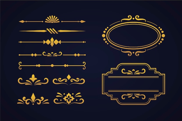 Free vector golden calligraphic ornament collection