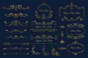 Free vector golden calligraphic ornament collection