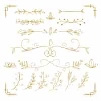 Vettore gratuito set di ornamento calligrafico dorato