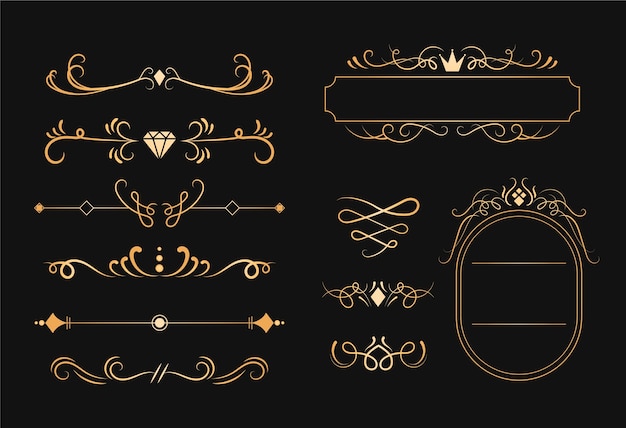 Golden calligraphic ornament set