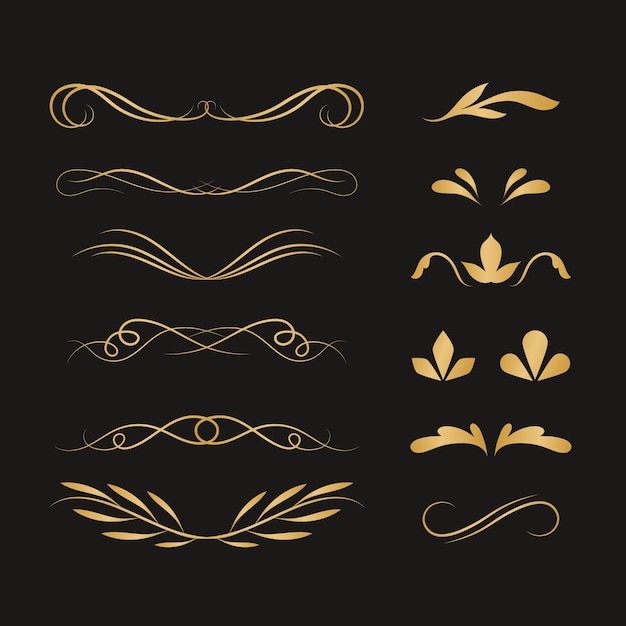 Free vector golden calligraphic ornament set