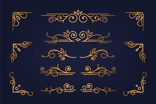 Free vector golden calligraphic ornamental element collection