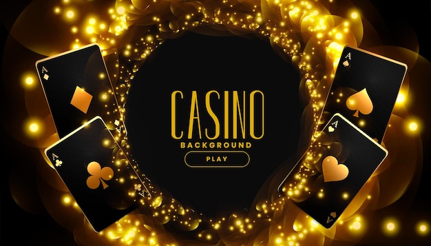 Free vector golden casino background with playing cards