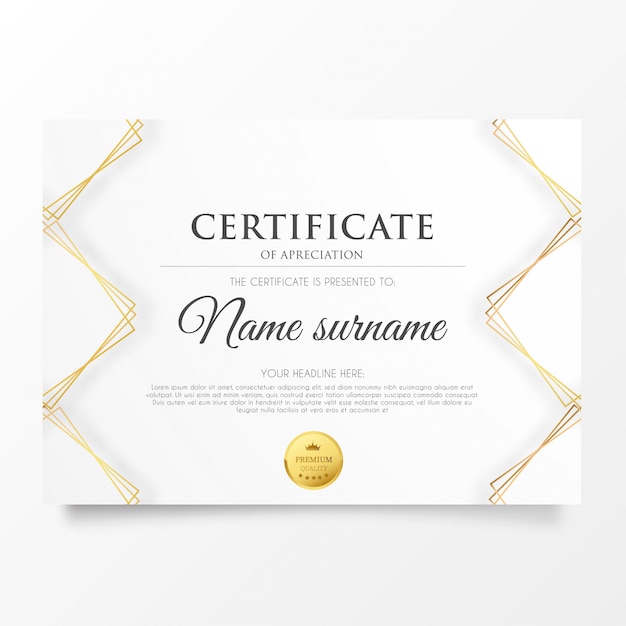 Golden Certificate of appreciation