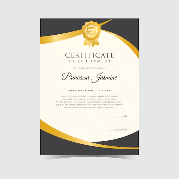 Modello di certificato d'oro