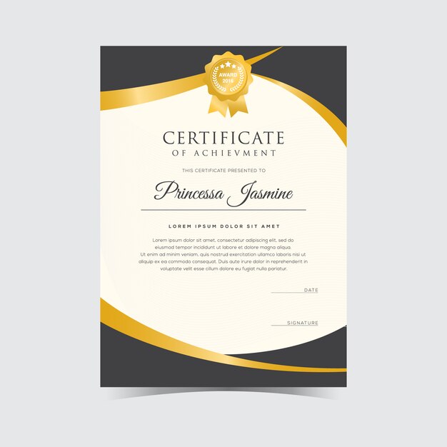 Golden certificate template
