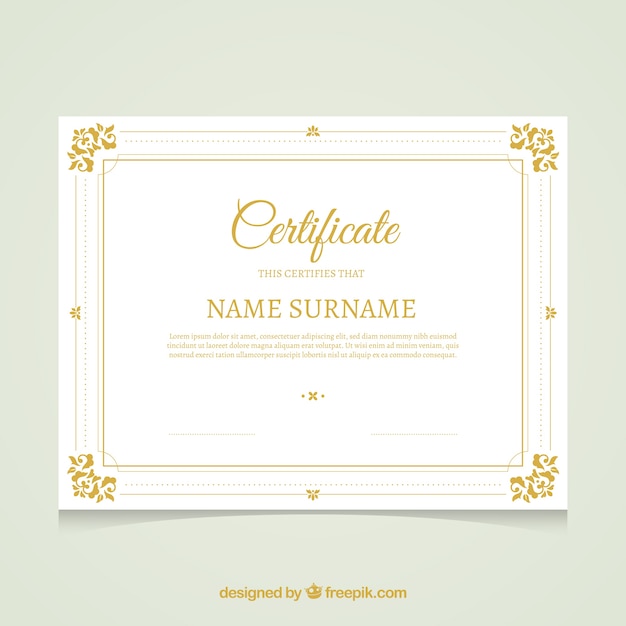 Golden certificate template