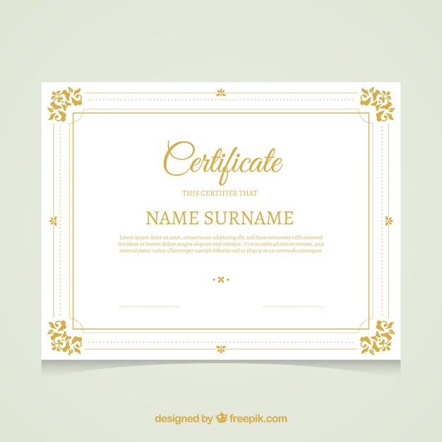 Golden certificate template