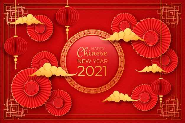 Golden chinese new year 2021 Premium Vector