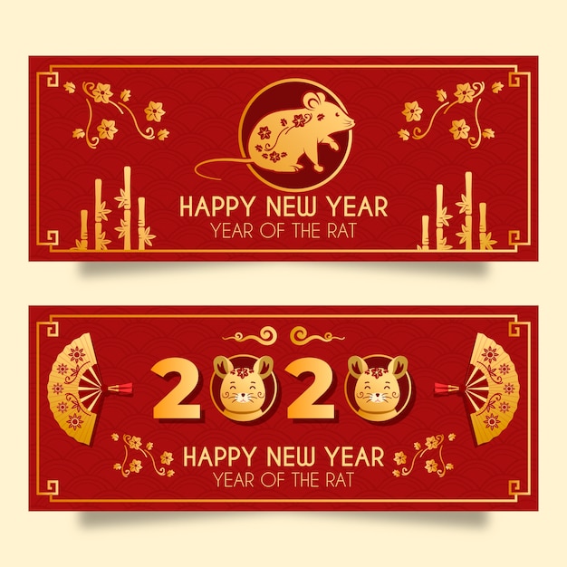 Golden chinese new year banners template