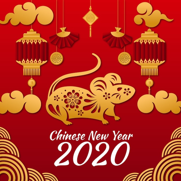 Free vector golden chinese new year concept