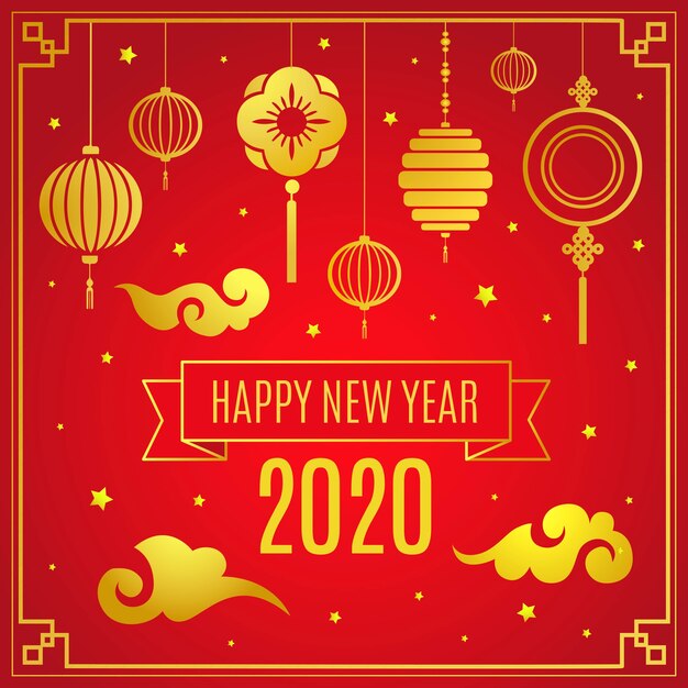 Golden chinese new year concept