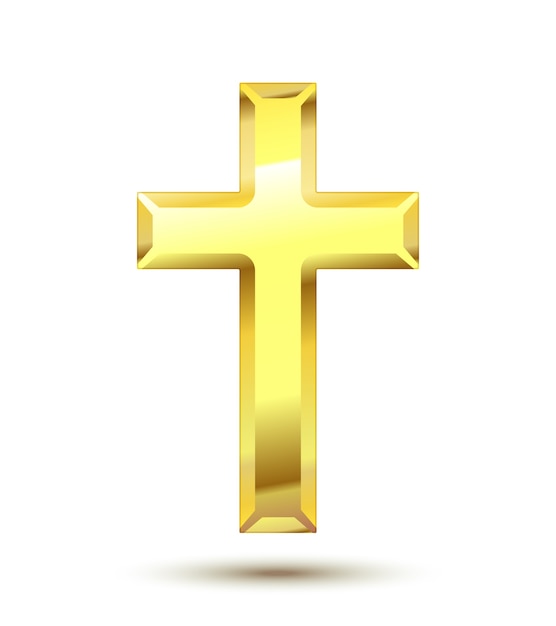 Золотой христианский крест изолирован