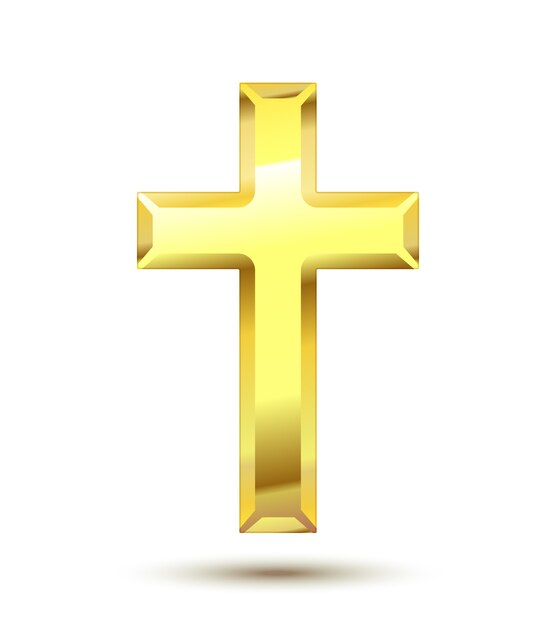Золотой христианский крест изолирован