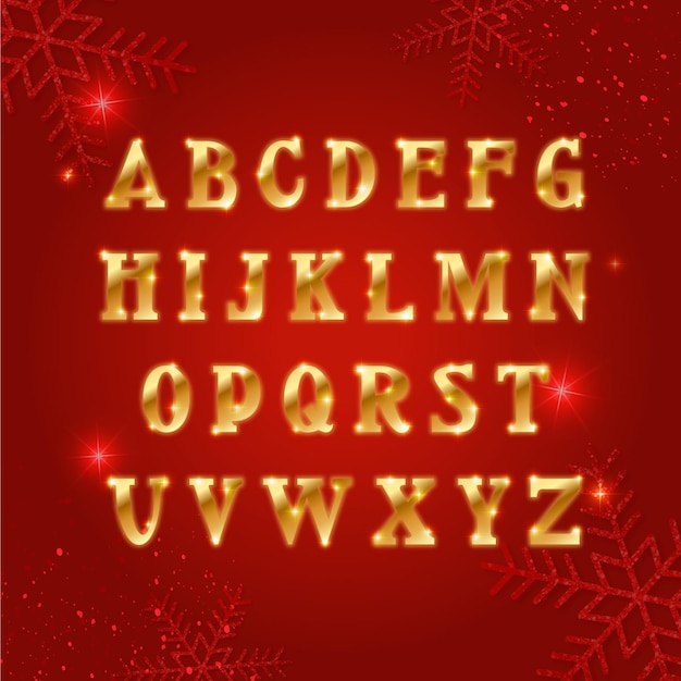 Free vector golden christmas alphabet set