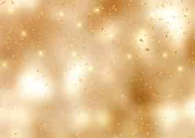 Free vector golden christmas background with confetti and stars