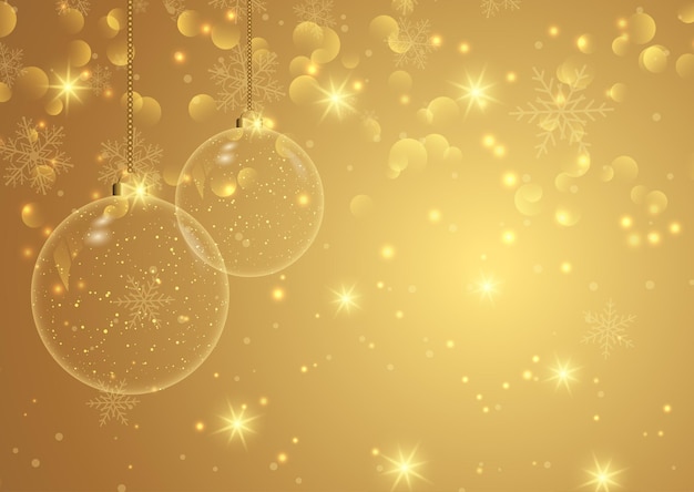 Golden christmas background with hanging baubles design