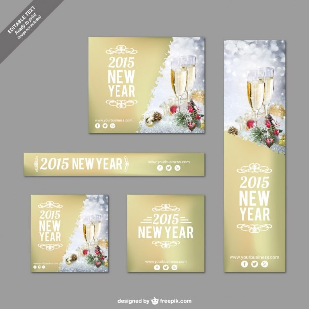 Free vector golden christmas banners pack