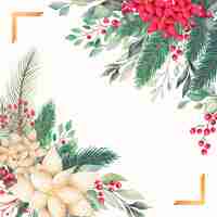 Free vector golden christmas card template with watercolor nature