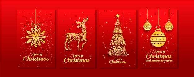 Golden christmas cards collection