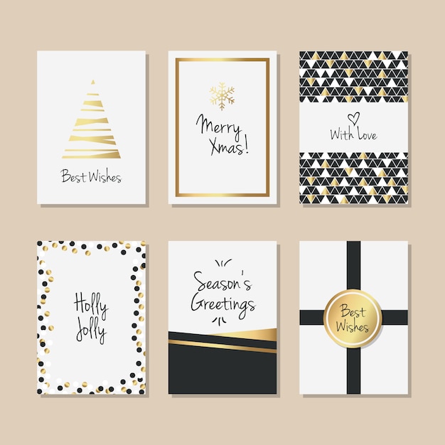 Free vector golden christmas cards