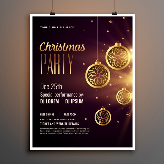golden christmas celebration party flyer template