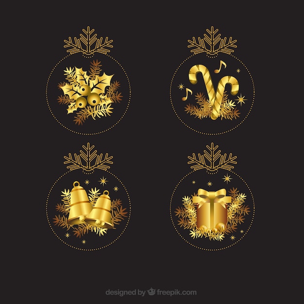 Golden christmas ornaments