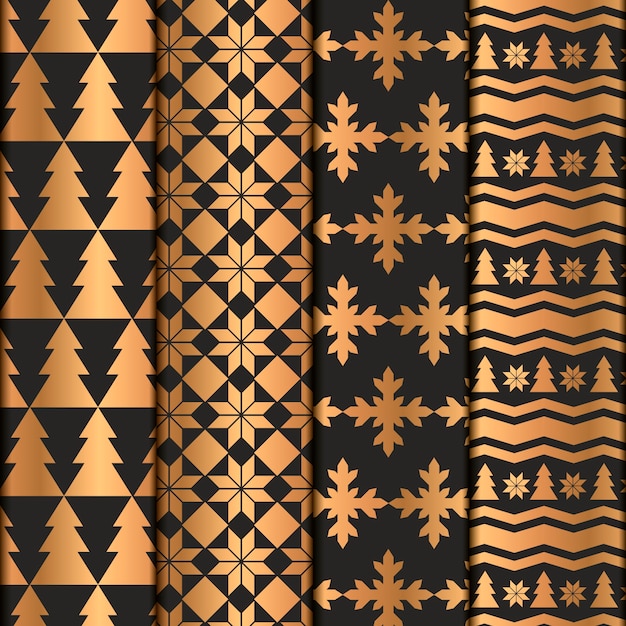Golden christmas pattern collection