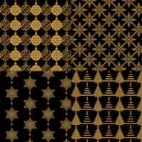 Vettore gratuito collezione di pattern natalizi d'oro