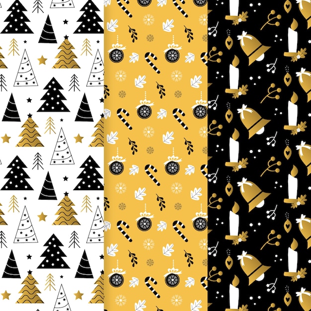 Golden christmas pattern collection